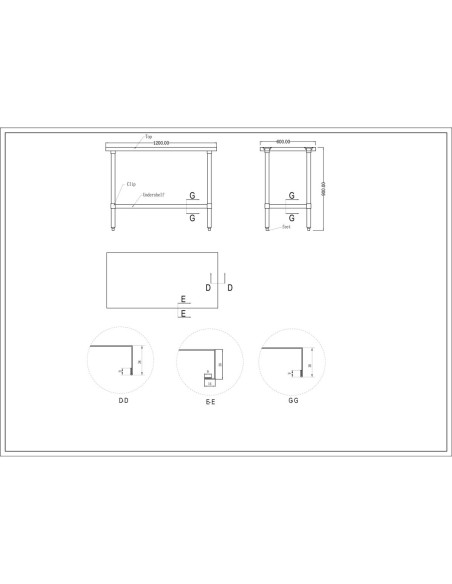 Commercial Stainless Steel Work Table Bottom shelf 1200x600x900mm | Stalwart DA-WT60120G