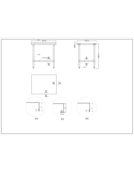 Commercial Stainless Steel Work Table Bottom shelf Upstand 900x700x900mm | Stalwart DA-WT7090GB