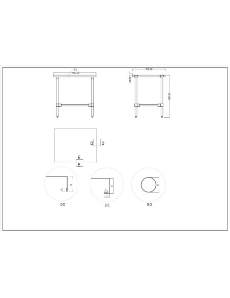 Commercial Stainless Steel Work Table No Bottom shelf with Upstand 900x700x900mm | Stalwart DA-WT7090GBNU