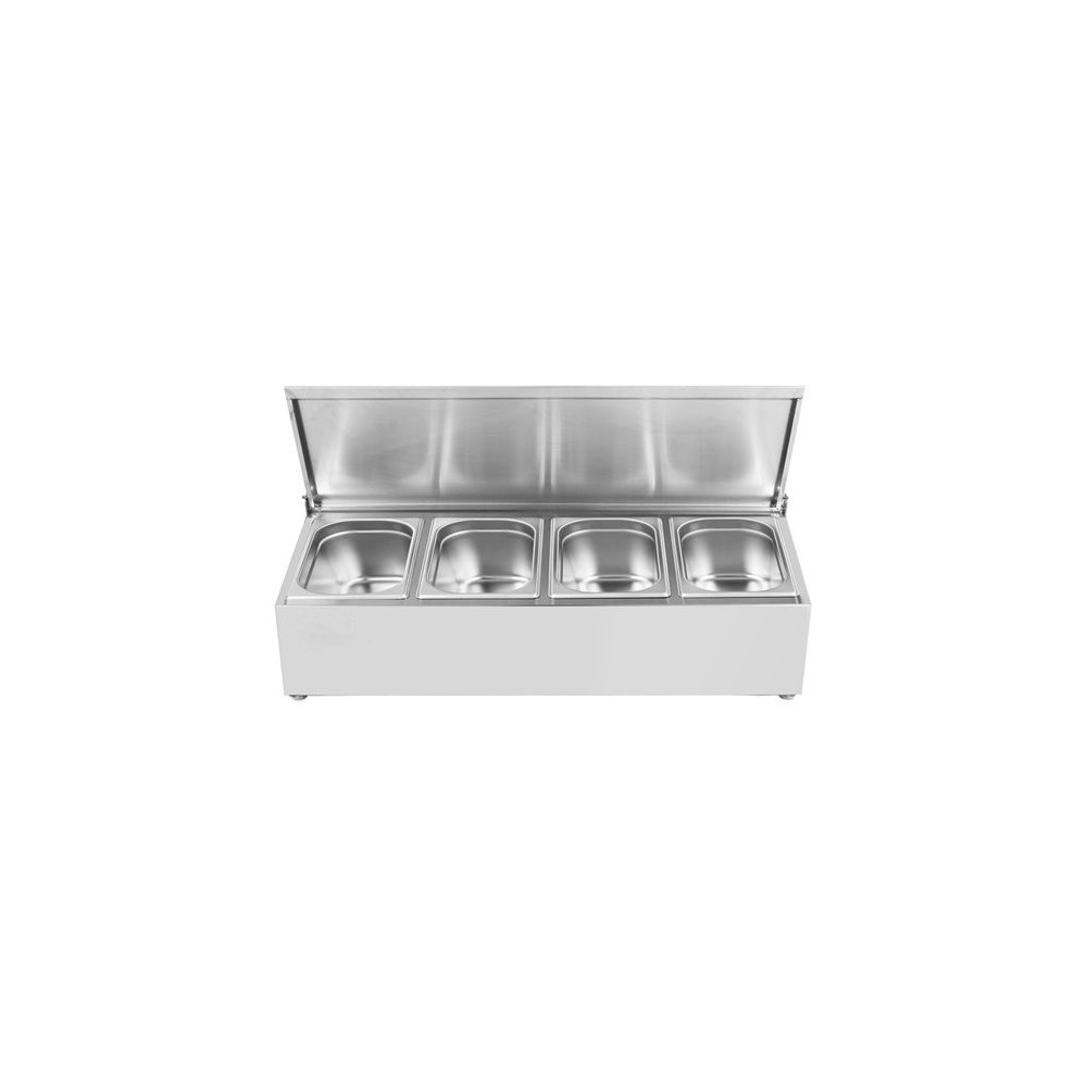 Commercial Condiment Holder with lid including 4xGN1/4-150mm containers Stainless steel | Stalwart DA-CHE04ADFL