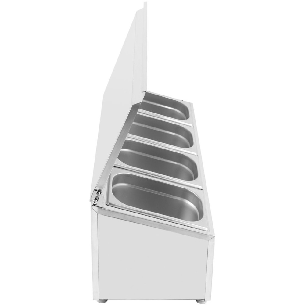Commercial Condiment Holder with lid including 4xGN1/4-150mm containers Stainless steel | Stalwart DA-CHE04ADFL