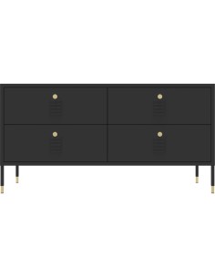 Metal TV Stand 4 Drawers 1160x400x590mm Black | Stalwart DA-HMA21