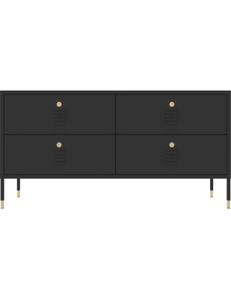 Metal TV Stand 4 Drawers 1160x400x590mm Black | Stalwart DA-HMA21
