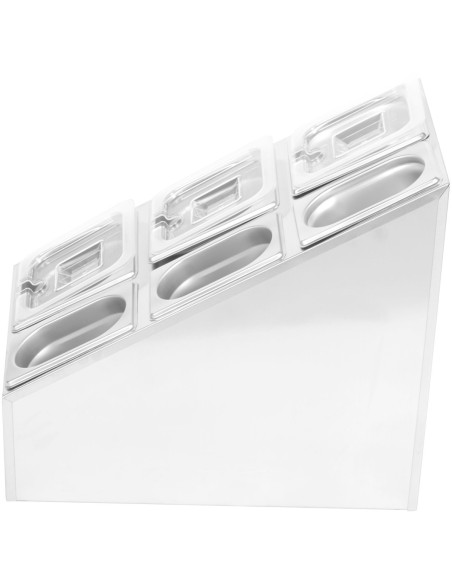 Commercial Condiment Pan Holder including 3xGN1/6  3xGN1/9 pans with recess lids ladles | Stalwart DA-CHM01D