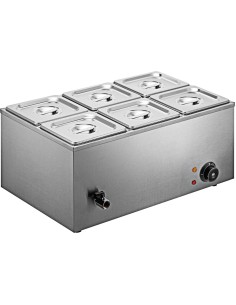 Commercial Bain Marie with 6x1/6Gn Pans and Lids | Stalwart DA-M406