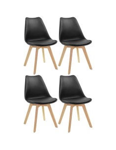 4pcs Side Dining Chair Padded seat Black | Stalwart DA-WW003B