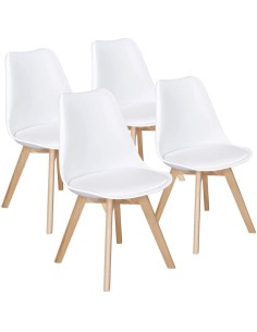 4pcs Side Dining Chair Padded seat White | Stalwart DA-WW003W