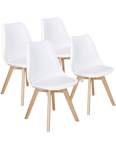 4pcs Side Dining Chair Padded seat White | Stalwart DA-WW003W