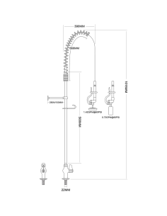 Pre Rinse Spray Unit Deck mount Single inlet Height 1000mm Stainless steel | Stalwart EQ2803A 2
