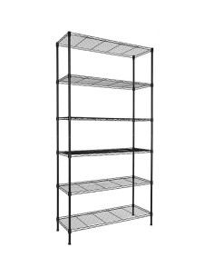 Commercial Shelving unit 6 tier 200kg/shelf Width 1500mm Depth 350mm Black wire | Stalwart DA-EB15035200A6