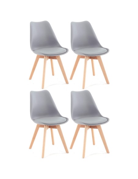 4pcs Side Dining Chair Padded seat Grey | Stalwart DA-WW003G