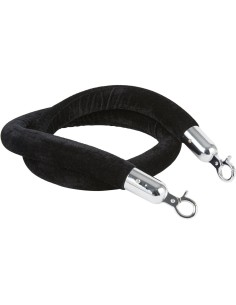 Black Velvet Stanchion Rope with Silver ends 1.5m | Stalwart DA-VR01BS