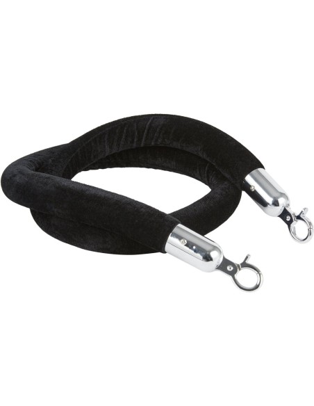 Black Velvet Stanchion Rope with Silver ends 1.5m | Stalwart DA-VR01BS