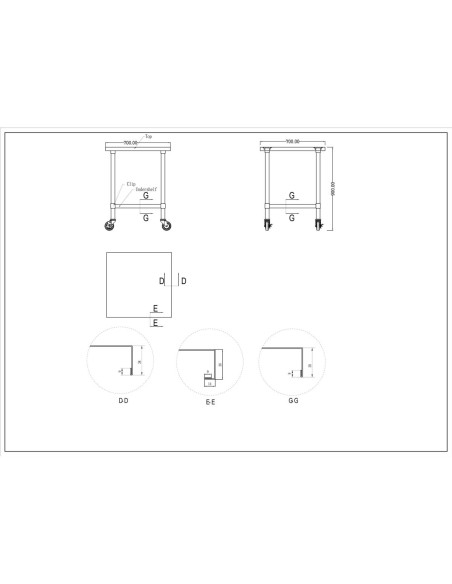 Commercial Mobile Stainless Steel Work Table Bottom shelf 700x700x900mm | Stalwart DA-WT7070GMOBILE