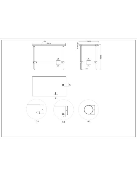 Commercial Stainless Steel Work Table No Bottom shelf with Upstand 1200x700x900mm | Stalwart DA-WT70120GBNU