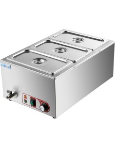 Commercial Bain Marie with Drain Tap 3xGN1/3 Including 3 containers | Stalwart DA-HB3V