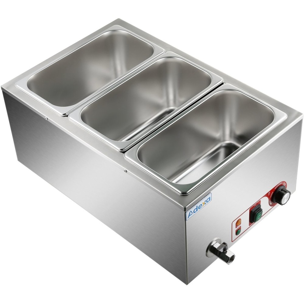 Commercial Bain Marie with Drain Tap 3xGN1/3 Including 3 containers | Stalwart DA-HB3V