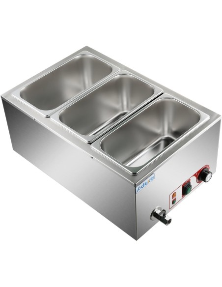 Commercial Bain Marie with Drain Tap 3xGN1/3 Including 3 containers | Stalwart DA-HB3V