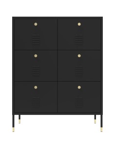 Metal Storage Cabinet 6 Drawers 800x400x1015mm Black | Stalwart DA-HMA13