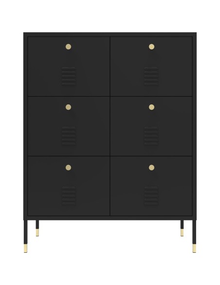 Metal Storage Cabinet 6 Drawers 800x400x1015mm Black | Stalwart DA-HMA13