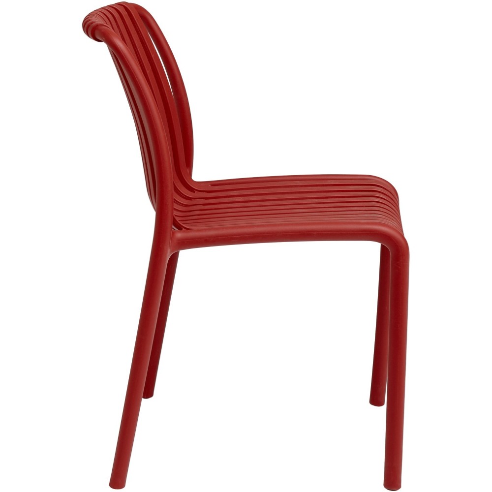 Bistro Dining Chair Plastic Red Indoors & Outdoors - (Pack of 4) | Stalwart DA-WW6076RED