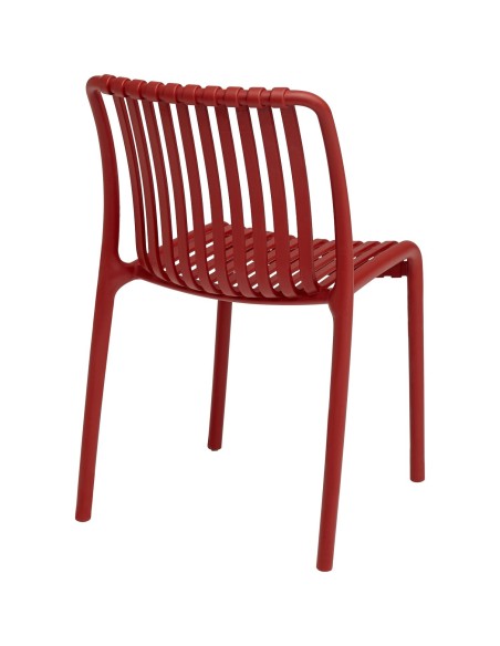 Bistro Dining Chair Plastic Red Indoors & Outdoors - (Pack of 4) | Stalwart DA-WW6076RED