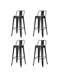 4pcs High Bar Stool Steel Black with Backrest Indoors | Stalwart DA-WW62