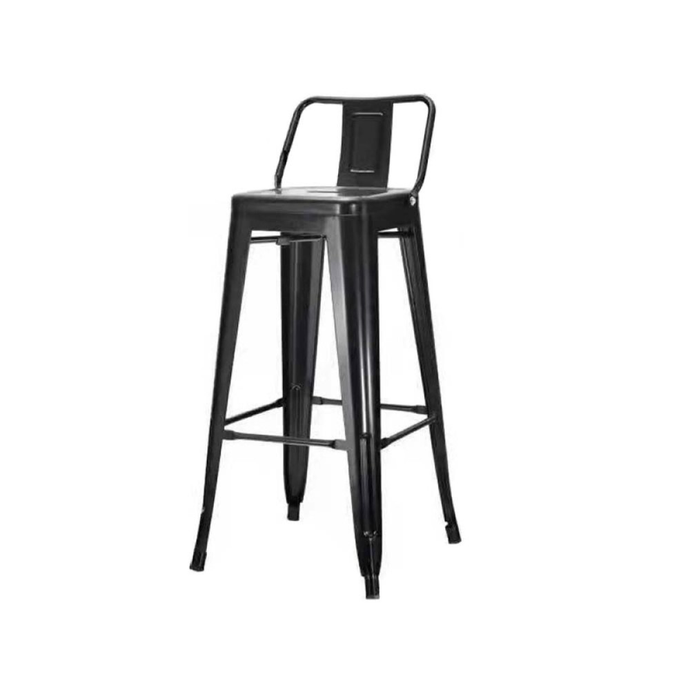 4pcs High Bar Stool Steel Black with Backrest Indoors | Stalwart DA-WW62
