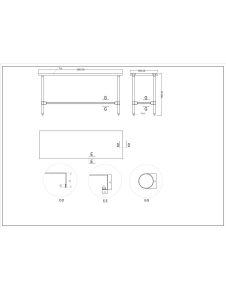 Commercial Stainless Steel Work Table No Bottom shelf 1800x600x900mm | Stalwart DA-WT60180GNU