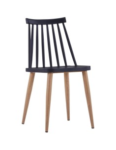 4pcs Bistro Dining Chair Straight Back PP Seat with Metal Legs Black | Stalwart DA-HYW02