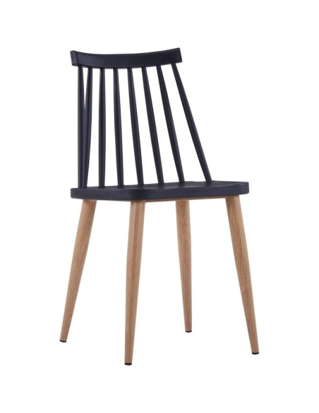 4pcs Bistro Dining Chair Straight Back PP Seat with Metal Legs Black | Stalwart DA-HYW02
