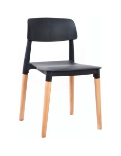 4pcs Bistro Dining Chair PP Seat with Beech Wood Legs Black | Stalwart DA-HYL088