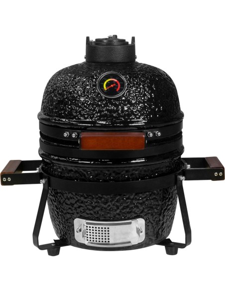 13" Ceramic Kamado BBQ  Grill Egg Black | Stalwart DA-SE13BLACK