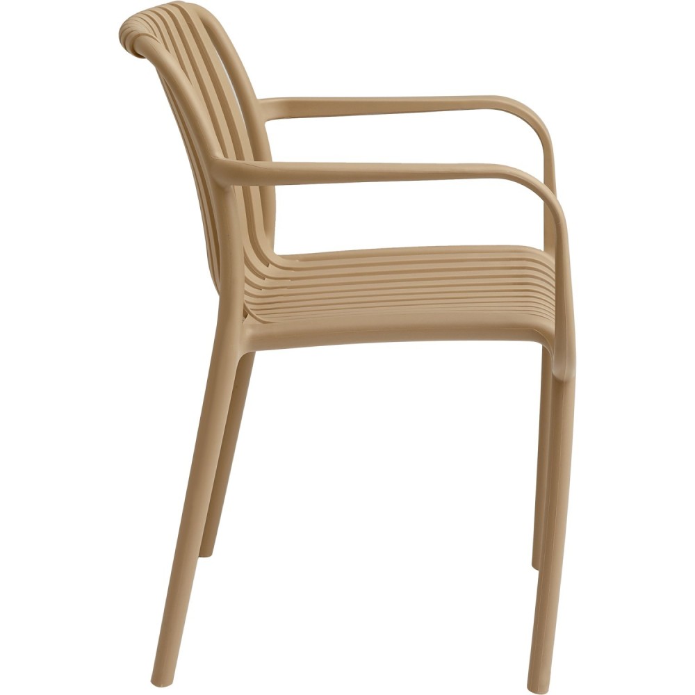 Bistro Dining Chair Plastic Beige Indoors & Outdoors (Pack of 4) | Stalwart DA-WW6077BEIGE