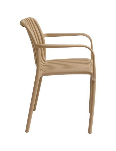 Bistro Dining Chair Plastic Beige Indoors & Outdoors (Pack of 4) | Stalwart DA-WW6077BEIGE