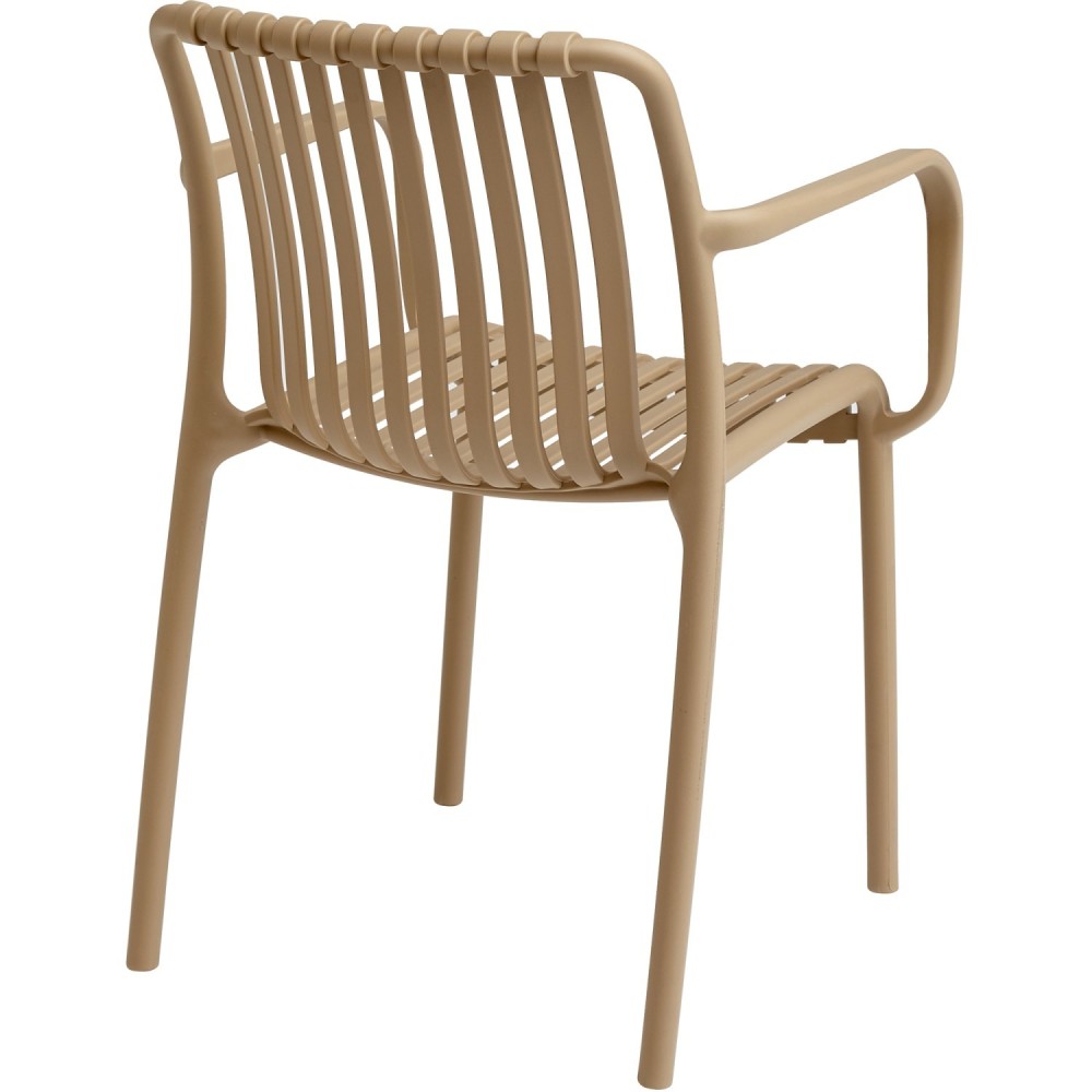Bistro Dining Chair Plastic Beige Indoors & Outdoors (Pack of 4) | Stalwart DA-WW6077BEIGE