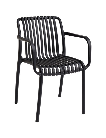 Bistro Dining Chair Plastic Black Indoors & Outdoors (Pack of 4) | Stalwart DA-WW6077BLACK