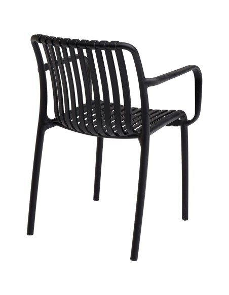 Bistro Dining Chair Plastic Black Indoors & Outdoors (Pack of 4) | Stalwart DA-WW6077BLACK