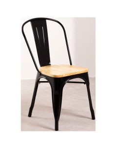 4pcs Bistro Dining Chair with Wooden seat Steel Black Indoors | Stalwart DA-WW60B