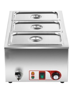 Commercial Bain Marie with Drain Tap 3xGN1/3 Including 3 containers with lid | Stalwart DA-HB3 2