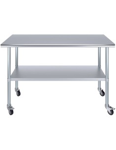 Commercial Mobile Stainless Steel Work Table Bottom shelf 900x700x900mm | Stalwart DA-WT7090GMOBILE