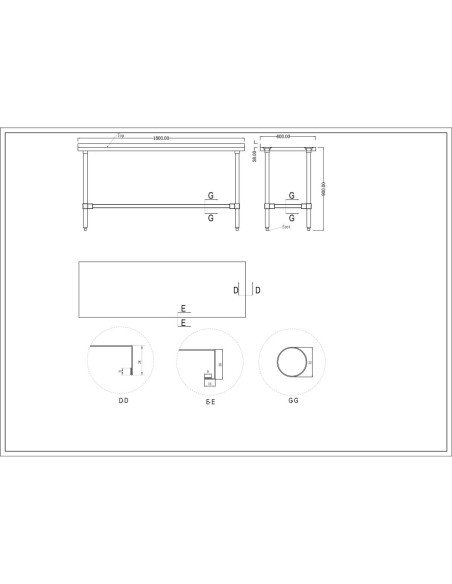 Commercial Stainless Steel Work Table No Bottom shelf with Upstand 1800x600x900mm | Stalwart DA-WT60180GBNU