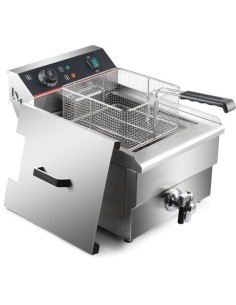 Commercial Fryer Single Electric 13 litre 3kW Countertop Drainage tap | Stalwart DA-HEF131V