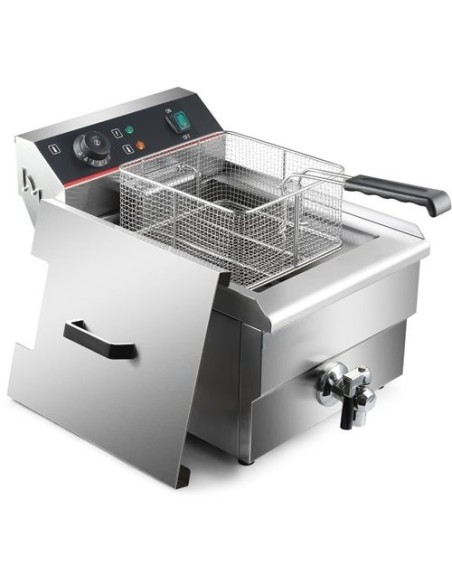 Commercial Fryer Single Electric 13 litre 3kW Countertop Drainage tap | Stalwart DA-HEF131V