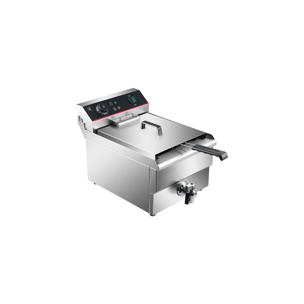Commercial Fryer Single Electric 13 litre 3kW Countertop Drainage tap | Stalwart DA-HEF131V