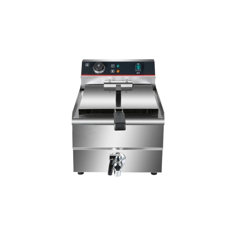 Commercial Fryer Single Electric 13 litre 3kW Countertop Drainage tap | Stalwart DA-HEF131V