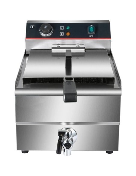 Commercial Fryer Single Electric 13 litre 3kW Countertop Drainage tap | Stalwart DA-HEF131V