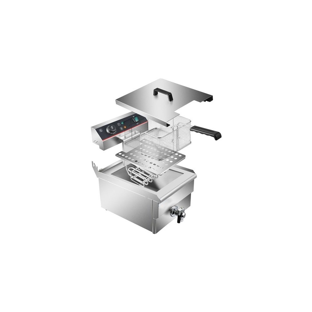 Commercial Fryer Single Electric 13 litre 3kW Countertop Drainage tap | Stalwart DA-HEF131V