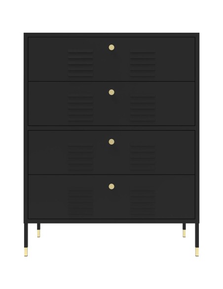 Metal Storage Cabinet 4 Drawers 800x400x1015mm Black | Stalwart DA-HMA14