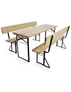 Beer Garden Table Set 169x69x75cm Natural with Black Frame| Stalwart DA-571517